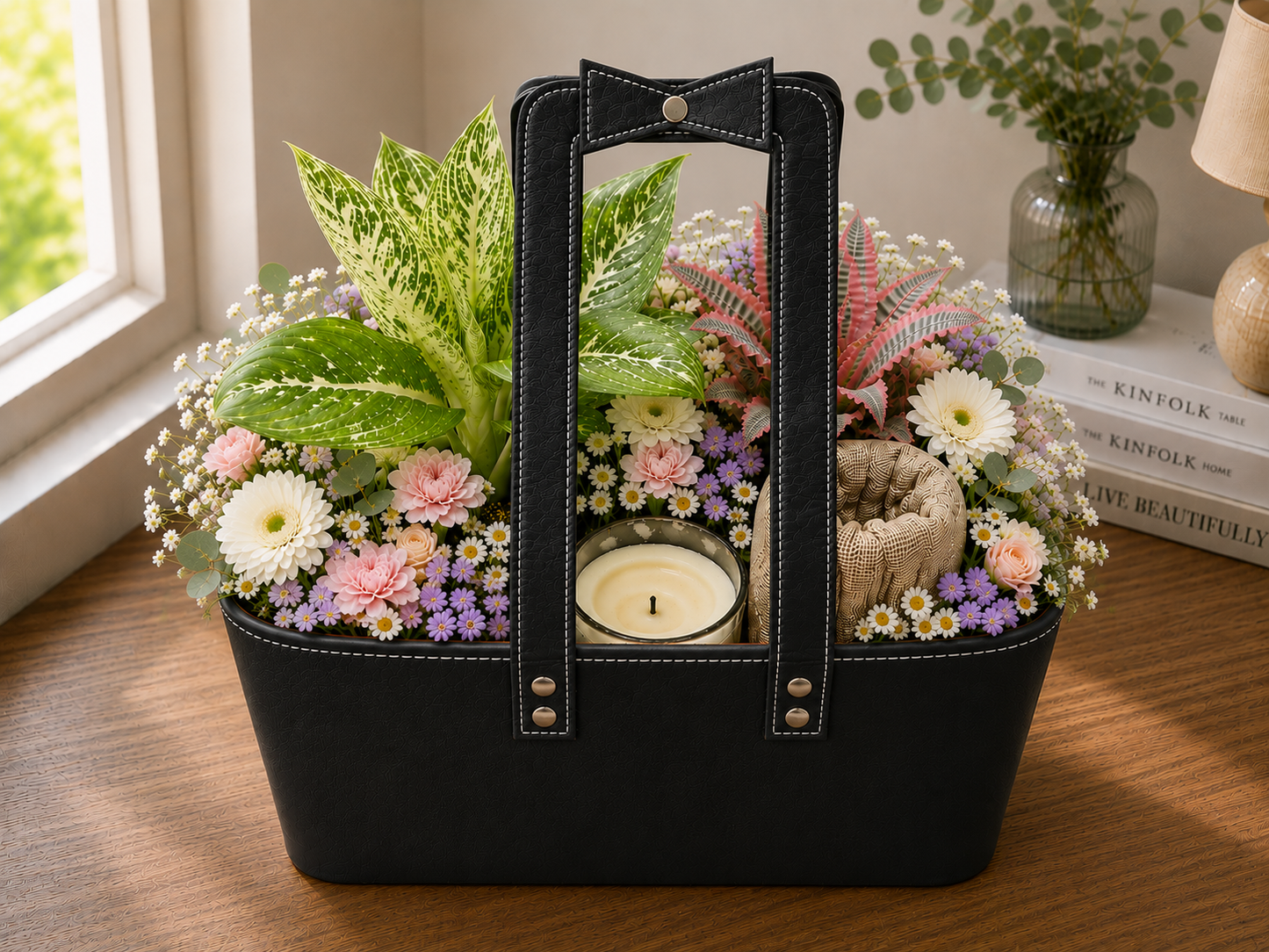 Snowy Earth Star Leather Hamper
