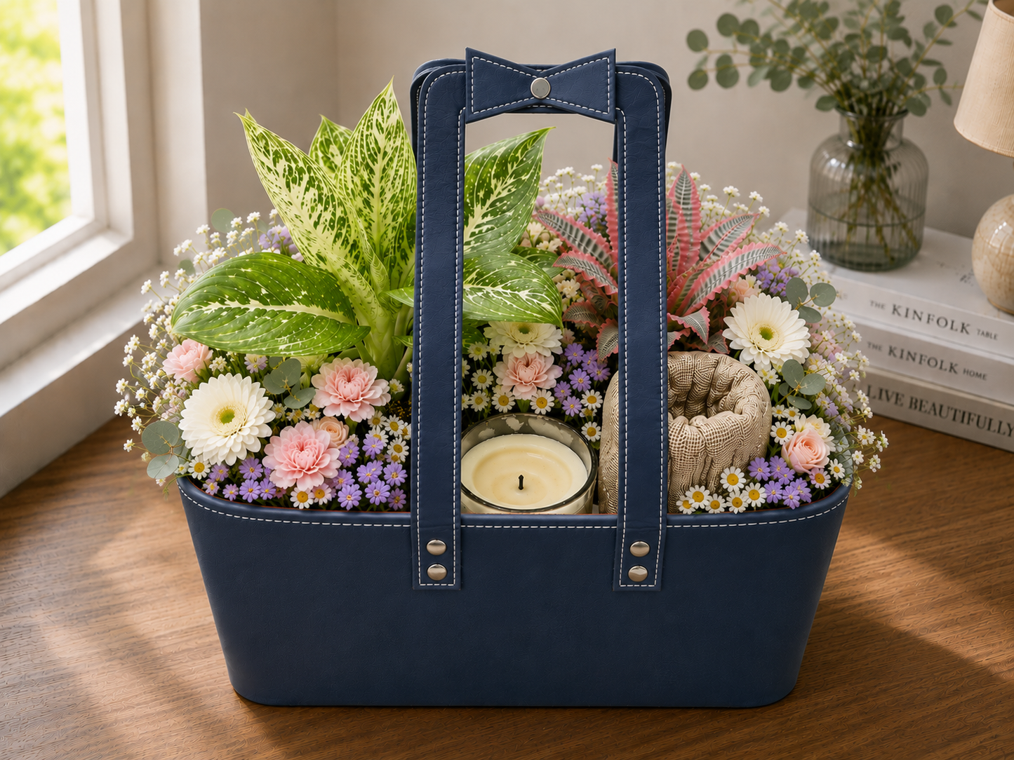 Snowy Earth Star Leather Hamper