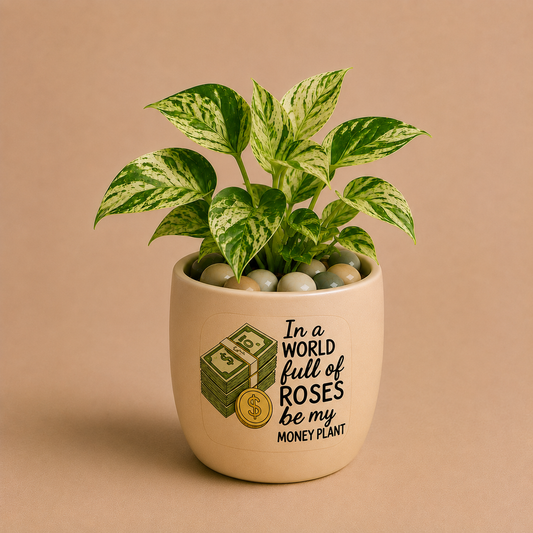 Celebrations - Money Plant in Ceramic Printed Pot