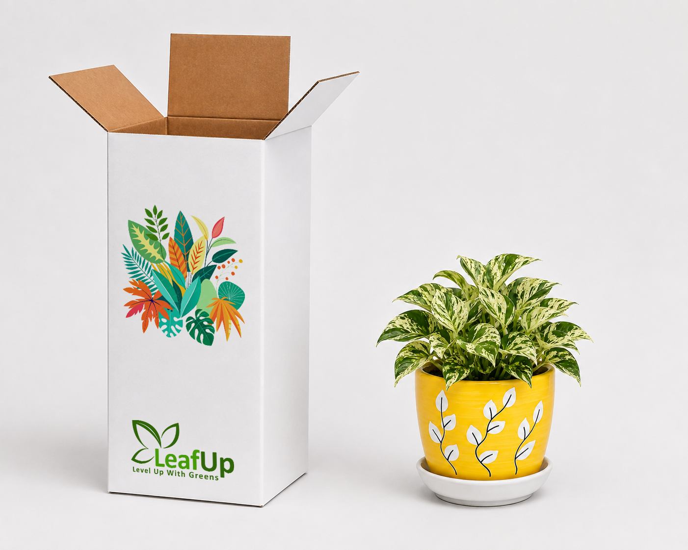 Marble Queen - Ceramic Tree Printed Pot