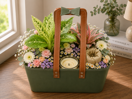 Snowy Earth Star Leather Hamper