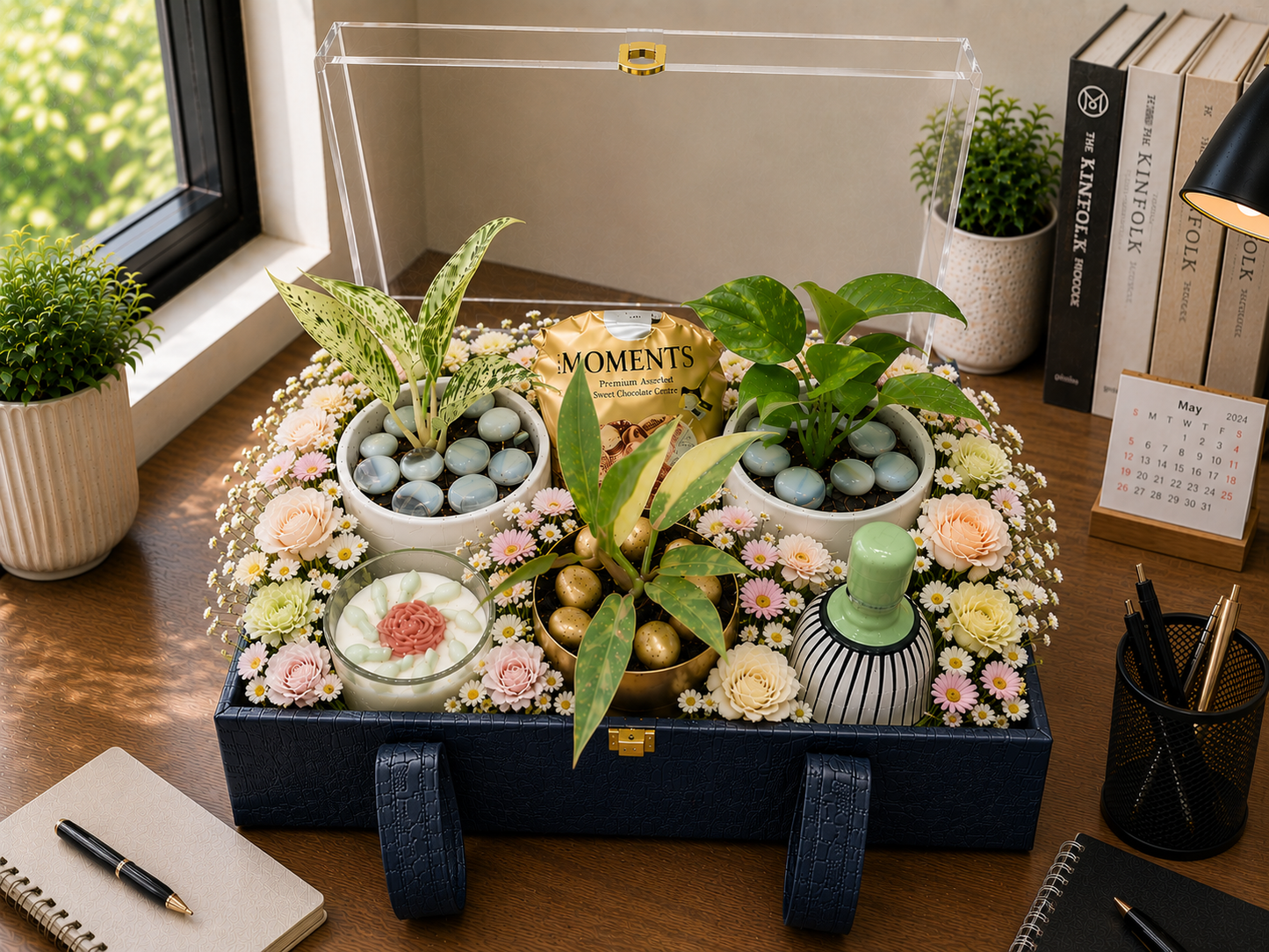Regal Green Luxe Glass Hamper
