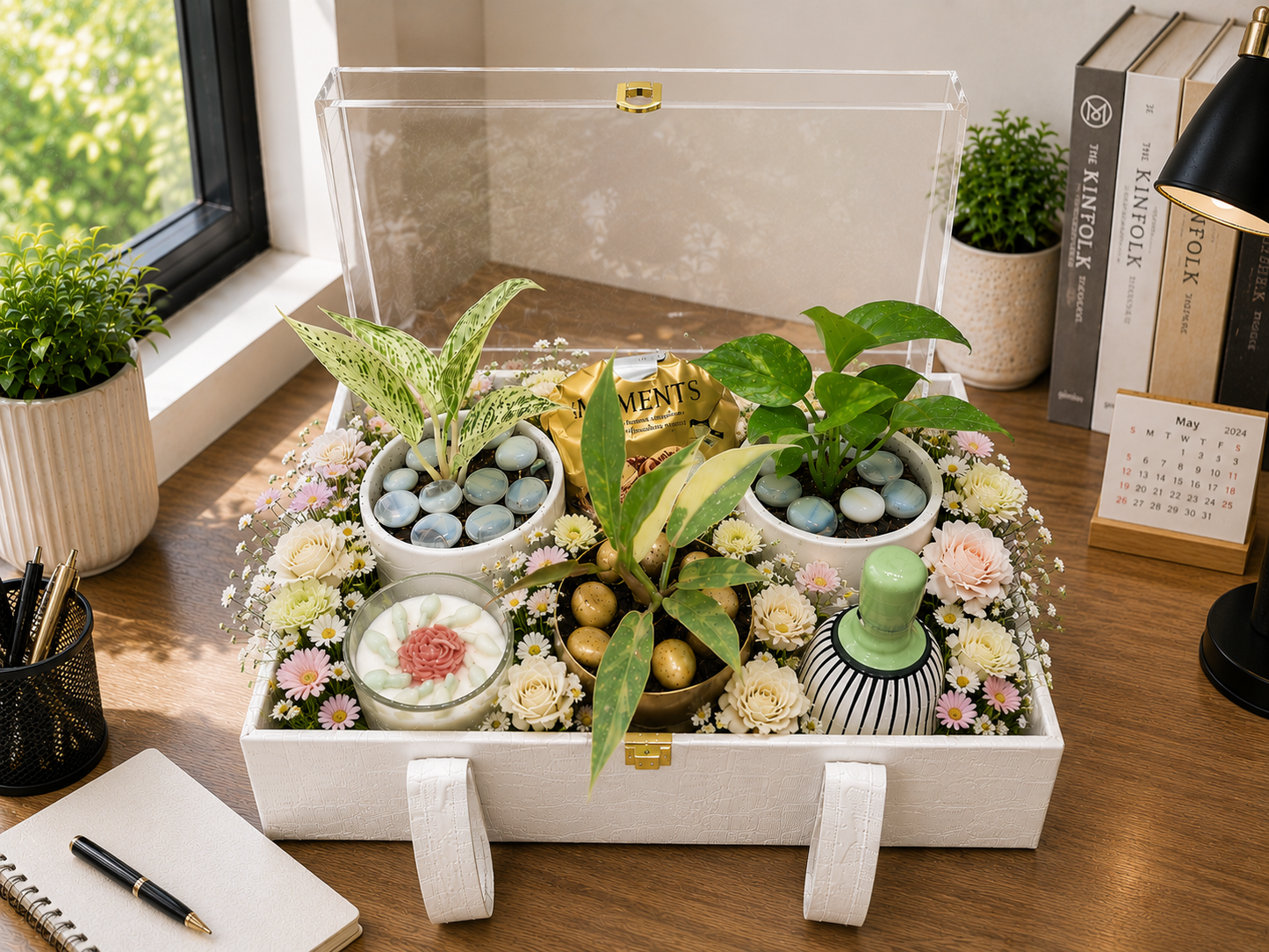 Regal Green Luxe Glass Hamper