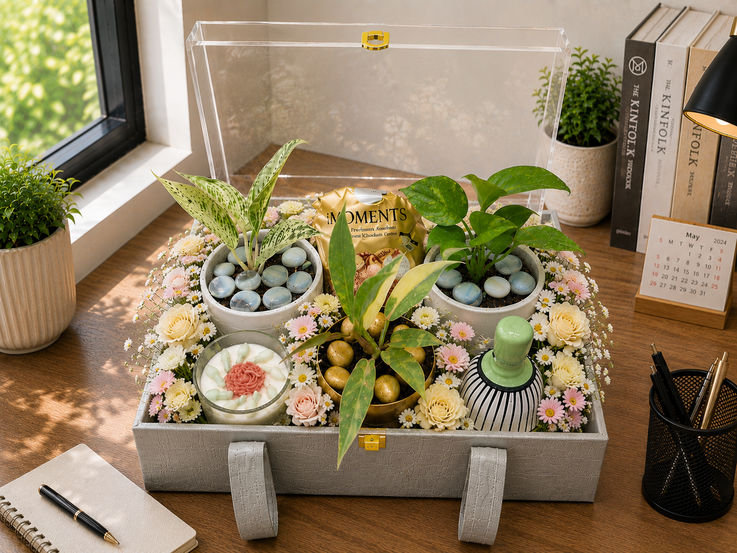 Regal Green Luxe Glass Hamper