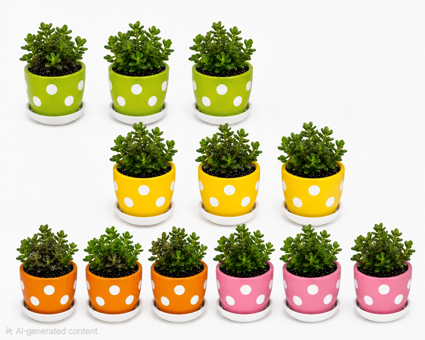 12 Jade Plants - Ceramic Mixed Polka Dots Pot